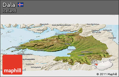 Satellite Panoramic Map of Dala, shaded relief outside
