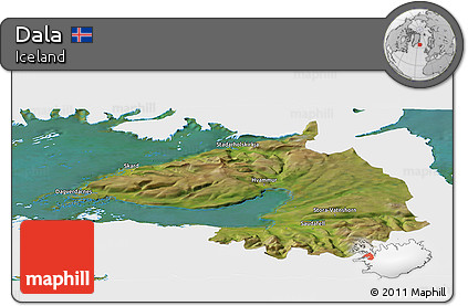 Satellite Panoramic Map of Dala, single color outside