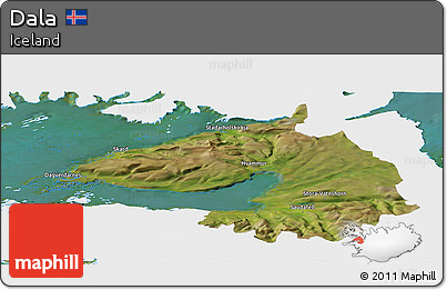 Satellite Panoramic Map of Dala, single color outside