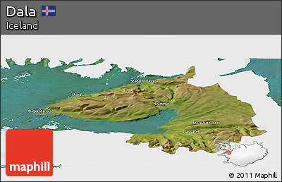 Satellite Panoramic Map of Dala, single color outside