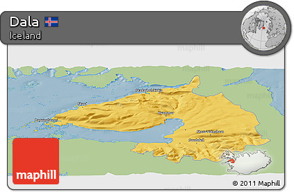 Savanna Style Panoramic Map of Dala, single color outside