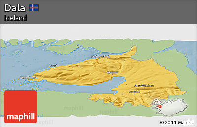 Savanna Style Panoramic Map of Dala, single color outside