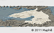 Shaded Relief Panoramic Map of Dala, darken