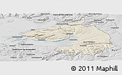 Shaded Relief Panoramic Map of Dala, desaturated