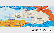 Shaded Relief Panoramic Map of Dala, political outside