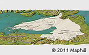 Shaded Relief Panoramic Map of Dala, satellite outside