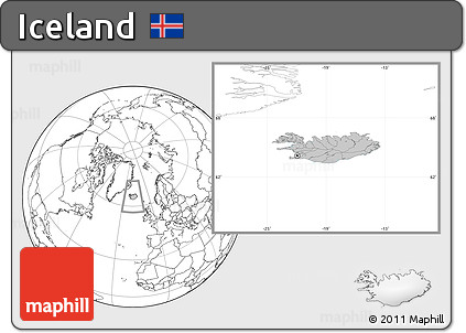 Gray Location Map of Iceland, blank outside