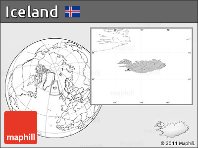 Gray Location Map of Iceland, blank outside