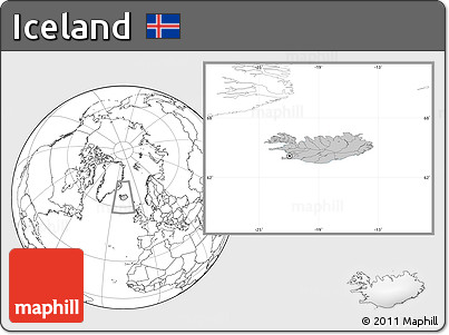 Gray Location Map of Iceland, blank outside