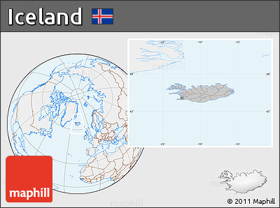 Gray Location Map of Iceland, lighten