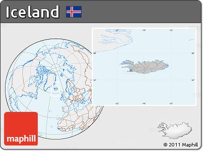 Gray Location Map of Iceland, lighten
