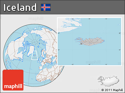 Gray Location Map of Iceland, lighten, land only