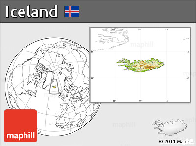 Physical Location Map of Iceland, blank outside