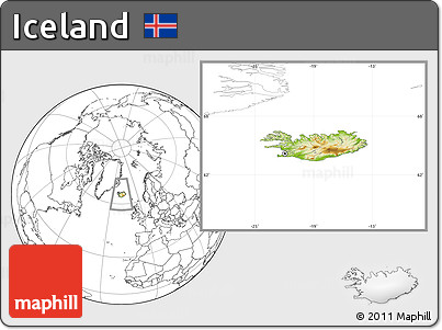 Physical Location Map of Iceland, blank outside