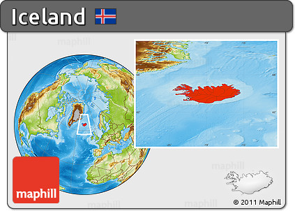 Physical Location Map of Iceland