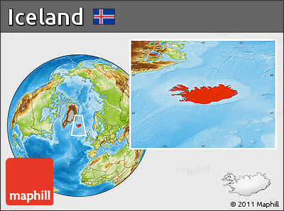 Physical Location Map of Iceland