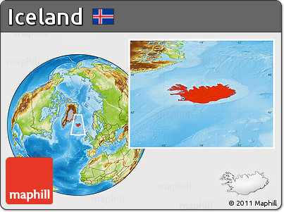 Physical Location Map of Iceland
