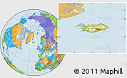 Physical Location Map of Iceland, political outside