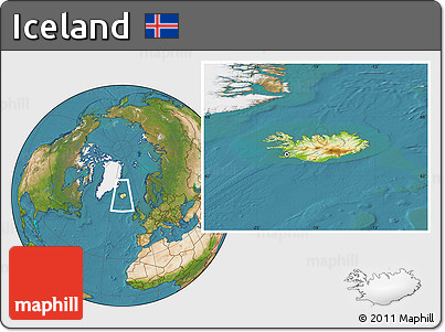 Physical Location Map of Iceland, satellite outside