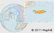 Political Location Map of Iceland, lighten, land only