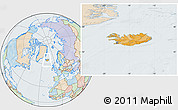 Political Location Map of Iceland, lighten