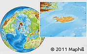 Political Location Map of Iceland, physical outside