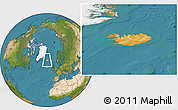 Political Location Map of Iceland, satellite outside