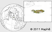 Satellite Location Map of Iceland, blank outside