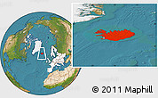 Satellite Location Map of Iceland, highlighted continent