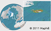 Satellite Location Map of Iceland, lighten, desaturated, land only