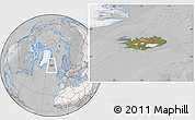 Satellite Location Map of Iceland, lighten, desaturated