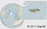 Satellite Location Map of Iceland, lighten