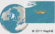 Satellite Location Map of Iceland, lighten, semi-desaturated, land only