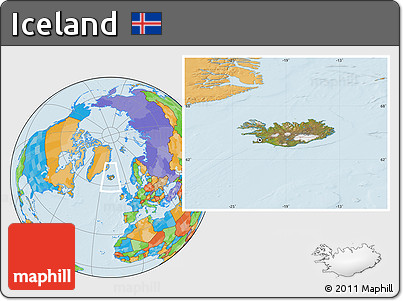 Satellite Location Map of Iceland, political outside