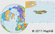 Satellite Location Map of Iceland, political outside