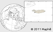 Shaded Relief Location Map of Iceland, blank outside