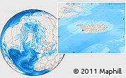 Shaded Relief Location Map of Iceland, lighten, land only