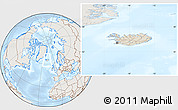 Shaded Relief Location Map of Iceland, lighten