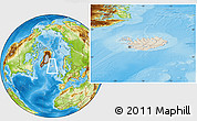 Shaded Relief Location Map of Iceland, physical outside