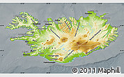 Physical Map of Iceland, darken, semi-desaturated