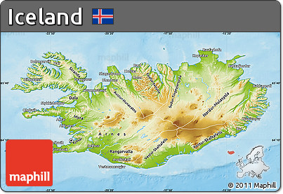 Physical Map of Iceland, satellite outside, shaded relief sea