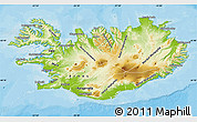 Physical Map of Iceland, single color outside, bathymetry sea, shaded relief sea
