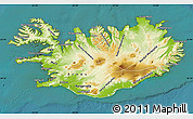 Physical Map of Iceland, single color outside, satellite sea
