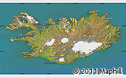 Satellite Map of Iceland, darken, desaturated, land only