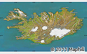 Satellite Map of Iceland, desaturated, land only