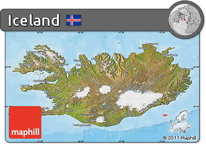 Satellite Map of Iceland, political outside