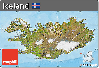 Satellite Map of Iceland, political outside