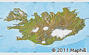 Satellite Map of Iceland, single color outside, bathymetry sea, shaded relief sea