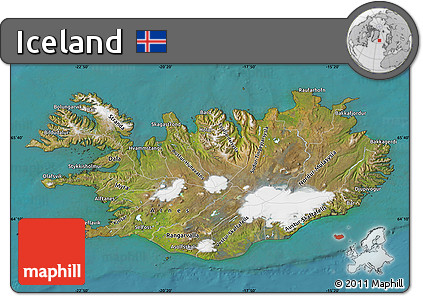 Satellite Map of Iceland, single color outside