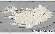 Shaded Relief Map of Iceland, darken, desaturated